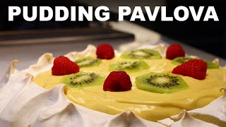 Pavlova with pastry cream marshmallowy meringue with pudding on top [upl. by Benito]