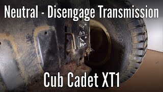 How to disengage the hydrostatic transmission Neutral on a Cub Cadet XT1 lawn mower [upl. by Navonod]