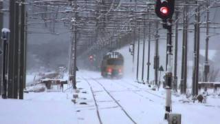 Snowy hours at a small Dutch stationFull HD [upl. by Aikemahs]