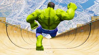 GTA 5 HULK vs Mega Ramp  Hulk Jump with Cars Bikes [upl. by Eatnoj892]