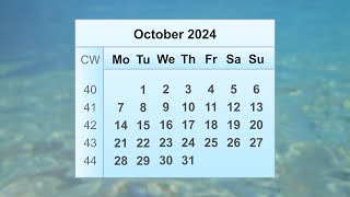 October 2024 Calendar [upl. by Nirda]