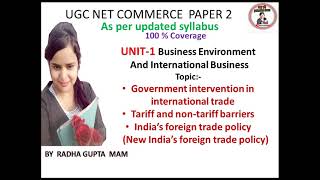 unit 1Government intervention in international tradeTariff  nontariff India’s foreign tradeugc [upl. by Severn]