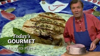 Jacques Pépins Healthy Swordfish Steak with Spicy Yogurt Sauce Recipe  KQED [upl. by Arukas]