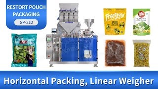 Automatic Horizontal 4 Heads Linear Weigher Retort Pouch Bag Packing Machine With Liquid Pump [upl. by Katey553]