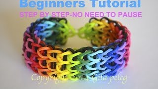 Rainbow LoomMulticolor Triple Single bracelet for beginnersSTEP BY STEP [upl. by Stefa]