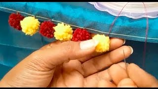 How to make yarn pom pom ILatest saree kuchu pom pomsaree kuchu with pom pomssaree kuchu design05 [upl. by Kcolttam]