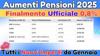 🎉 Aumenti Pensioni 2025 Finalmente Ufficiale 08 📈 Tutti i Nuovi Importi da Gennaio🚨 [upl. by Retla]