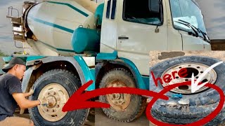 How to replace flat tires with new tire for Cement Mixer truck ChangingCement Mixer TruckRepair [upl. by Adina]