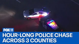 Police chase suspect breaks 100 mph [upl. by Erasaec974]