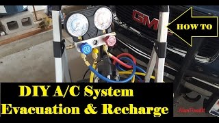 Vehicle AC System Evacuation and Recharge  DIY [upl. by Etta]