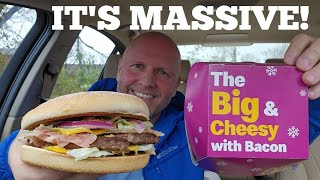 McDonalds New THE BIG amp CHEESY WITH BACON BURGER Review [upl. by Eamanna]