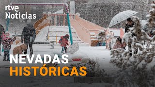 BORRASCA JUAN Las NEVADAS causan PROBLEMAS en CARRETERAS de SORIA y ZARAGOZA  RTVE Noticias [upl. by Ahgem]