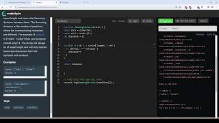 Coderbyte  Hamming Distance Easy  Solution with JavaScript [upl. by Vergne34]