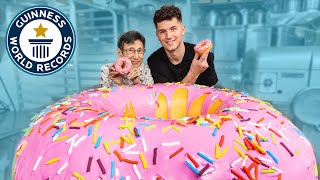 Largest Doughnut Cake w Nick DiGiovanni and Lynja  Guinness World Records [upl. by Plafker]