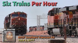 584k Six Trains Per Hour BNSF Southern Transcon Winslow AZ 06032017 ©mbmars01 [upl. by Henleigh]