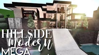 Bloxburg Hillside Modern Mega Mansion 220kI No large plot amp No Advanced Placing  HouseSpeedBuild [upl. by Analah933]