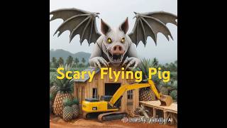 Scary Flying Pig Damaged Hut At Pineapple Farm With backhoe monsterpig animals excavator 1071 [upl. by Sahpec]