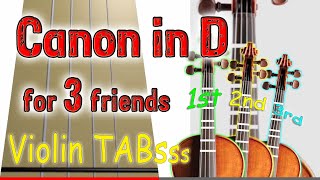 Canon in D  Pachelbel  Violin Trio  Play Along Tab Tutorial [upl. by Odnalor]