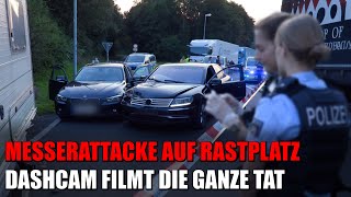 Brutale Messerattacke auf Autobahnrastplatz  Dashcam filmt die ganze Tat  17072024 [upl. by Gant706]