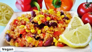 Rezept Mexikanische Quinoapfanne  Vegan  ganz einfaches Quinoa Rezept [upl. by Ehcsrop]