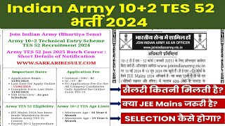 Indian Army 102 TES 52 Notification Out 2024Technical Entry SchemeTechnical Entry Scheme Eligib [upl. by Larret]