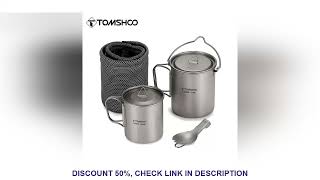 Tomshoo 3 PCS Titanium Cookware Set Ultralight 750ml Pot 450ml Water Cup Mug w Lid Folding Spork for [upl. by Aneehs337]