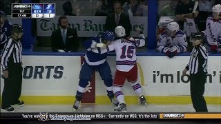 Derek Dorsett vs PierreCedric Labrie Nov 25 2013 [upl. by Refinney]