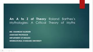 Ronald Barthess Mythologies [upl. by Ynettirb]