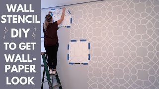 Wall Stencil Painting DIY  Painting Thats Faster amp Easier Than Wallpaper [upl. by Sigfried395]