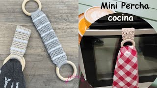 Mini percha Multiusos a crochet  colgador cocina  patterns ganchillo [upl. by Ayifas]