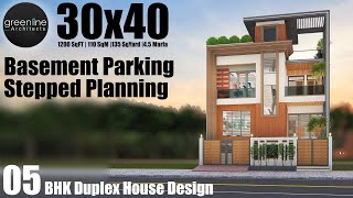 5Bhk House design with 😱 BASEMENT PARKING 30x40 Feet House Planning idea G1  ID195 [upl. by Arehc374]