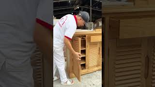 3 doors Oak shoe cabinet  new design eufurniturevietnamoakwood showcase woodworking viralshort [upl. by Kippie]