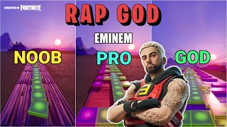 Eminem  Rap God  Noob vs Pro vs God Fortnite Music Blocks [upl. by Emia]