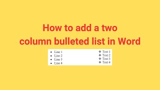 How to add a two column bulleted list in Word [upl. by Eillim]