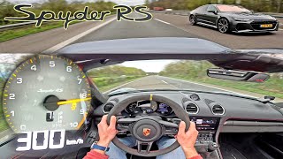 9000RPM Porsche Spyder RS meets AUDI RS7 on UNLIMITED AUTOBAHN [upl. by Hallie]