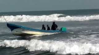 Las Penitas  Nicaragua  Panga Fishermen Battling the waves [upl. by Atikahc]