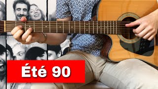 Été 90  Thérapie TAXI  Tuto Guitare avec tablature SANS CAPO [upl. by Bordie]