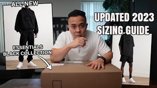 Fear of God Essentials BLACK Collection Try On Haul UPDATED 2023 Sizing  GIVEAWAY [upl. by Amena]