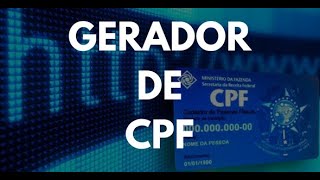 Como gerar CPF Válidos Online  Gerador de CPF 2024 Atualizado [upl. by Asare]