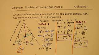 Equilateral Triangle Area from Incircle Radius [upl. by Murdoch1]