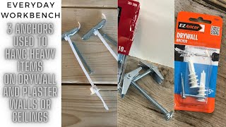 3 different anchors perfect for hanging heavy items on hollow drywall [upl. by Jaunita]