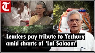 Tributes paid to Sitaram Yechury at CPI M headquarters in Delhi [upl. by Huesman]