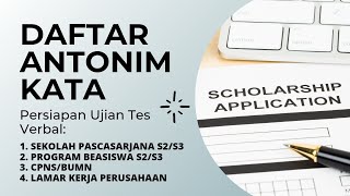 Daftar Lawan Kata Antonim Yang Sering Keluar Dalam Tes Ujian Verbal [upl. by Ferree]