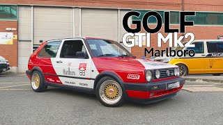 Wrapping de Volkswagen Golf GTI Mk2 con el diseño de Marlboro [upl. by Sharl]