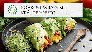 RohkostWraps mit KräuterPesto Rezept  Vegan [upl. by Fay]