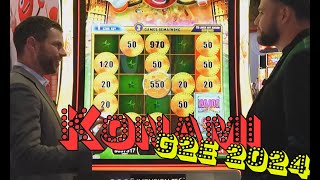 Konami at G2E Resurgence of RampD Bingo Frenzy Stampede Shark slot demo [upl. by Collin]