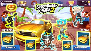 Lightning New Gold Skin  Roxie  OogOog  Zipo and Mr Happy New Outfit  Beach Buggy Racing 2 [upl. by Ellerret]