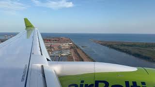 AirBaltic Airbus 220300 YLABN Landing Barcelona Airport LEBL LH1816 [upl. by Andromada]