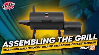 Assembling the grill from Home Depot  CharGriller  Smokin Champ Charcoal Offset Smoker in Black [upl. by Nanny]