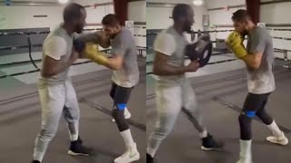 Terence Crawford Training Amir Khan on the Mitts for Kell Brook Fight [upl. by Ellek]